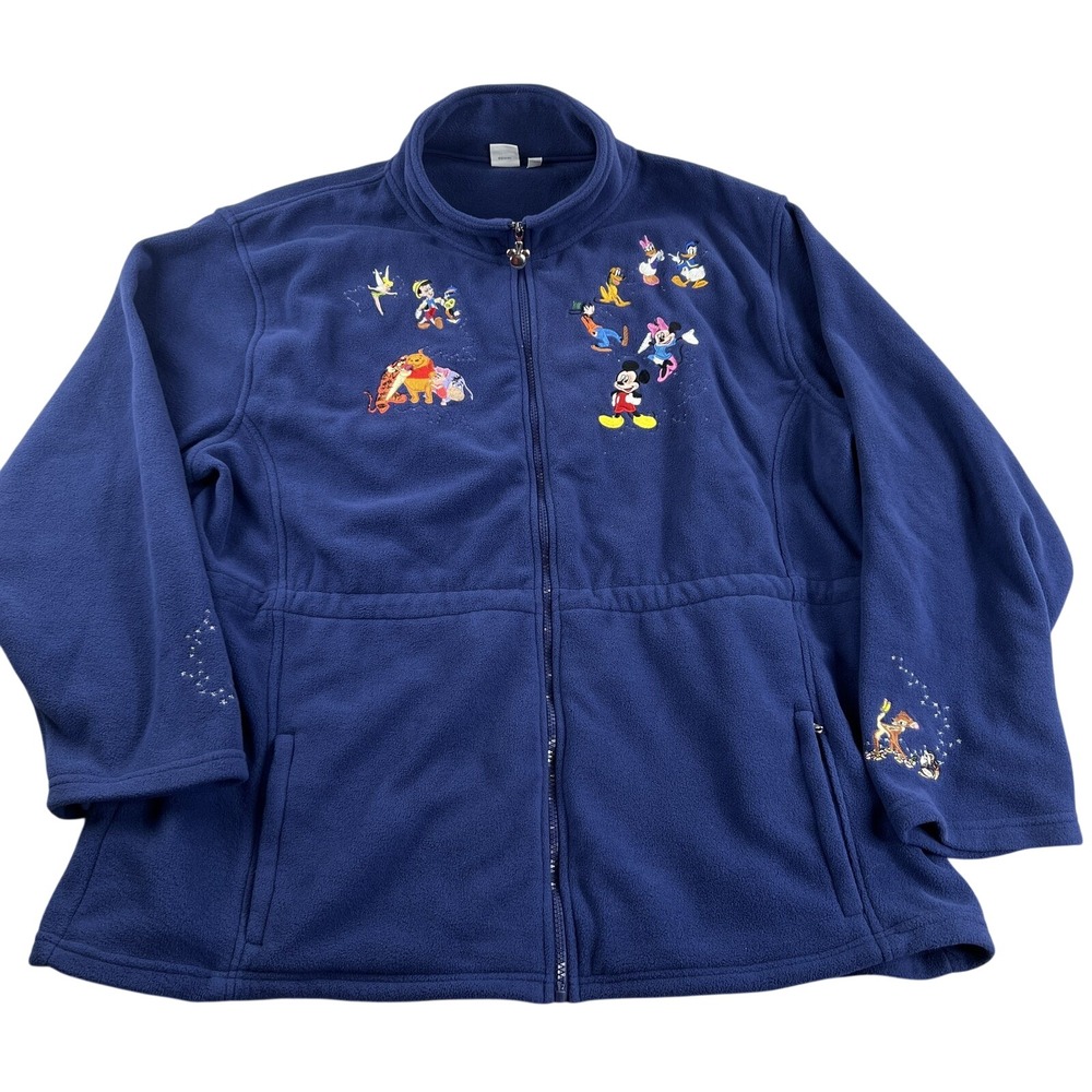 Disney Bradford Exchange Fleece Jacket Stiched 3XL Blue Pooh Cinderella Mickey
